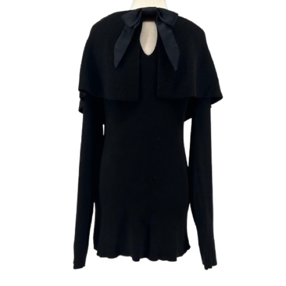 NWT White House Black Market Long Sleeve Bow Back Pullover Sweater Black Medium - Picture 2 of 15
